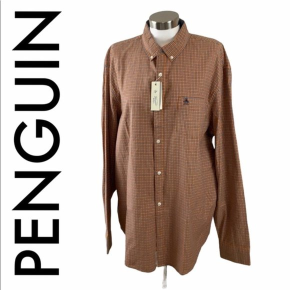 PENGUIN NWT‎ MEN’S BLUE ORANGE SHIRT